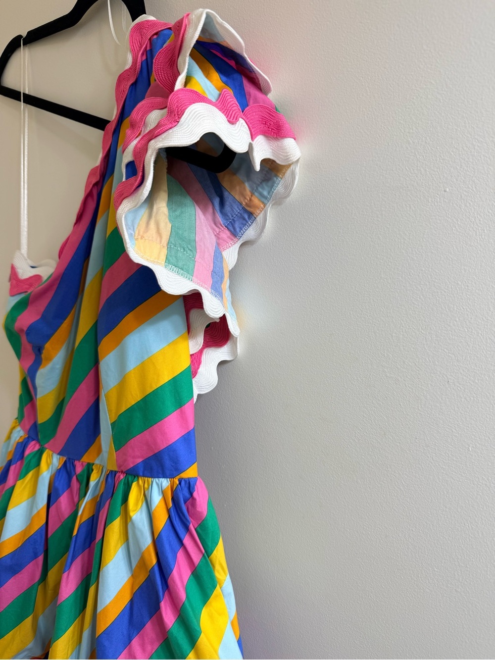Sugarlips Multicolor Stripe One Shoulder Ruffle Tiered Mini Dress - Size XS NWT - Picture 5 of 15